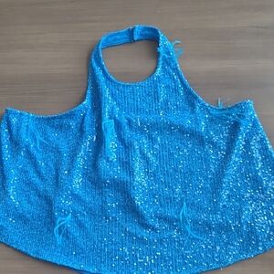 Ronny Kobo Collection Sparkling Aqua Sequin Tank Top